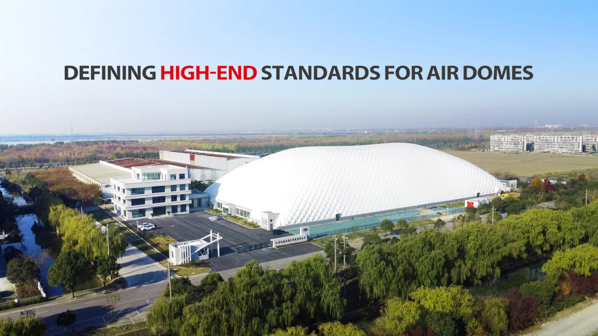 Aerial view of the AirDome manufacturing and demonstration base