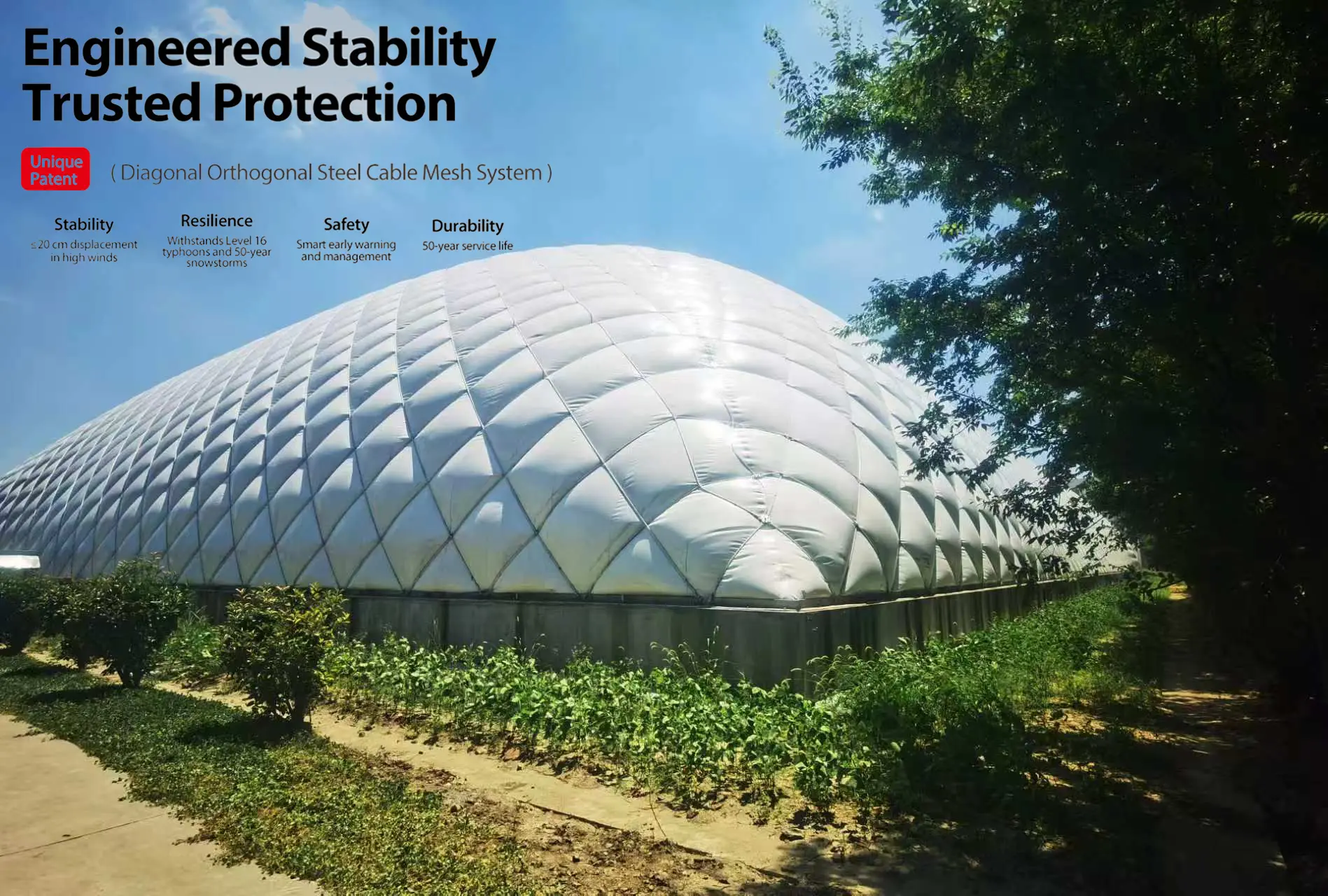 Cable-reinforced AirDome engineered for stability and protection